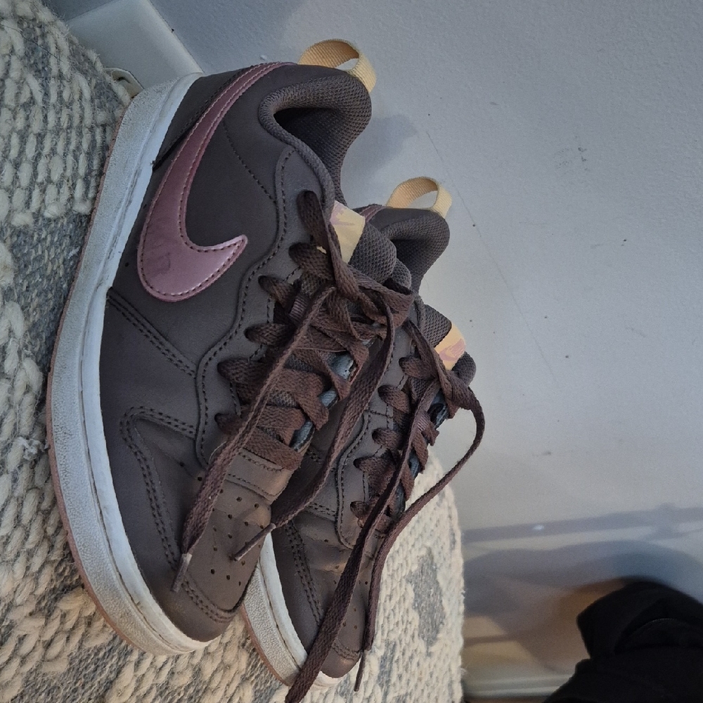 Nike Chocolate Brown Sneakers with Rose Swoosh